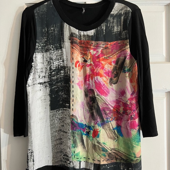 Edista Women's Graphic 3/4 Sleeve Relaxed Fit Top Size M - Picture 1 of 7